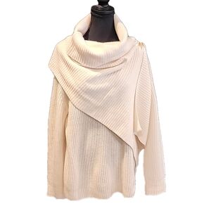 Haven Well Within Cream Turtleneck Shawl Sweater NWOT Medium